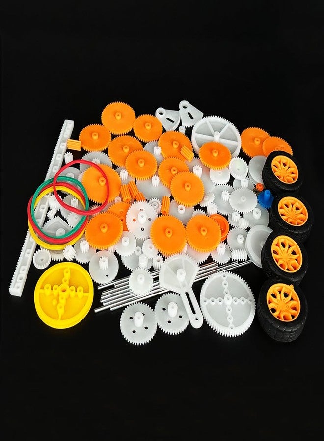 URIMPAVIDO 112PCS Plastic Gear Set Single Gear Spindle Gear Small Motor Gear for DC Motor RC Car Truck Robot DIY Model Toy Gear Replacement Module 0.5 Gears Axle Tire Gear Belt Bushings Rack DIY Set (112) - Image 2